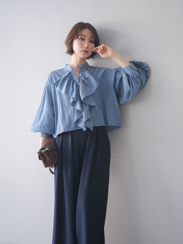 [SET]ラッフルフレアショートブラウス+ラッフルフレアショートブラウス(2set)