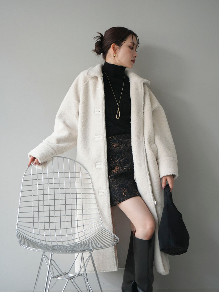 [予約]ボアxムートンロングコート/ivory