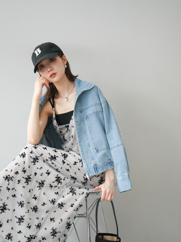 [予約]ZIPポケットデニムショートブルゾン/ブリーチ