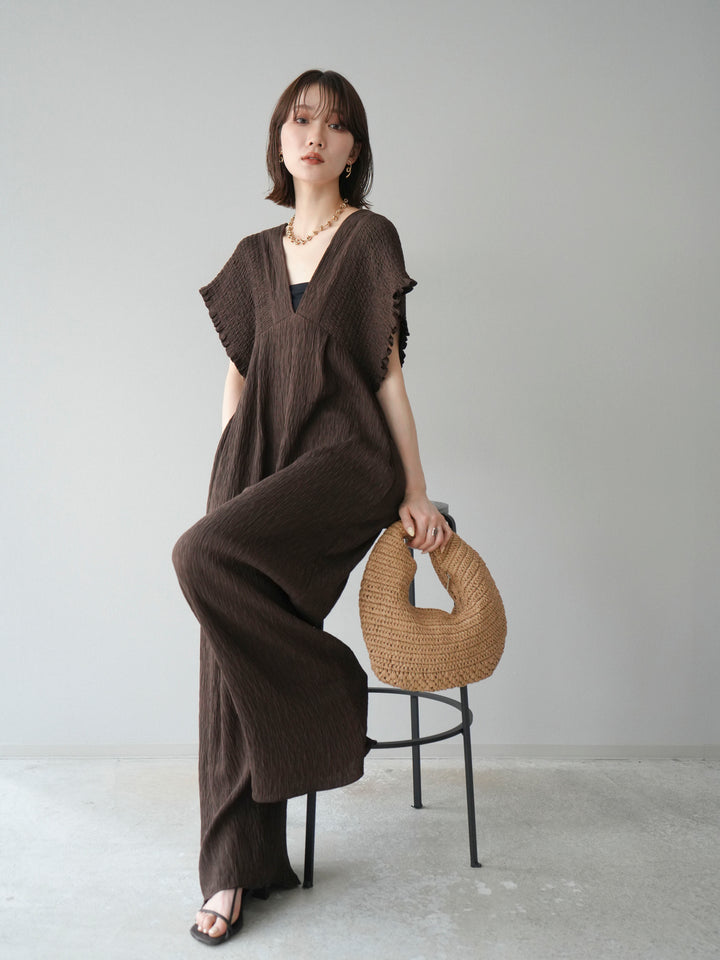 [SET]楊柳シャーリングサロペット+楊柳シャーリングサロペット(2set)