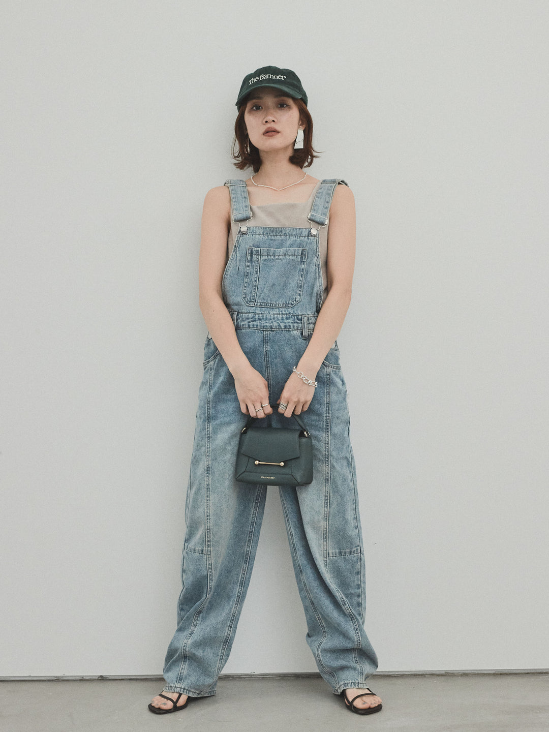 [SET]センターシームデニムサロペット +スクエアベロアタンクトップ(2set)