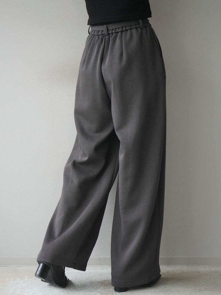 [予約]ベルト付スウェットワイドパンツ/charcoal