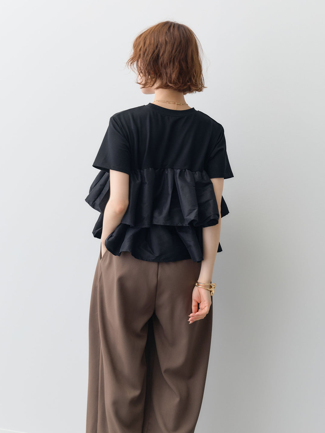 [SET]フリルティアードTEE+クレープデシンタックワイドパンツ(2set)