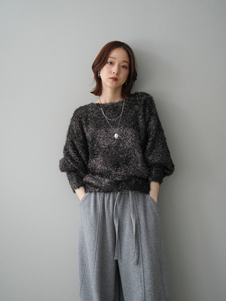 [予約]ラメシャギードルマンニットプルオーバー/brown