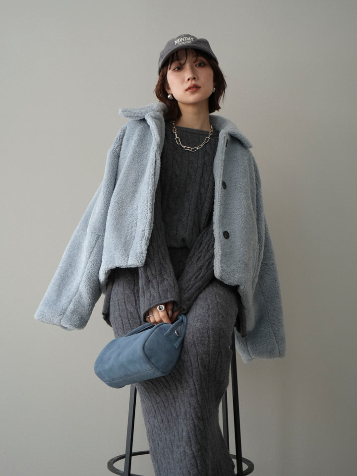 [予約]エコファーステンカラージャケット/blue