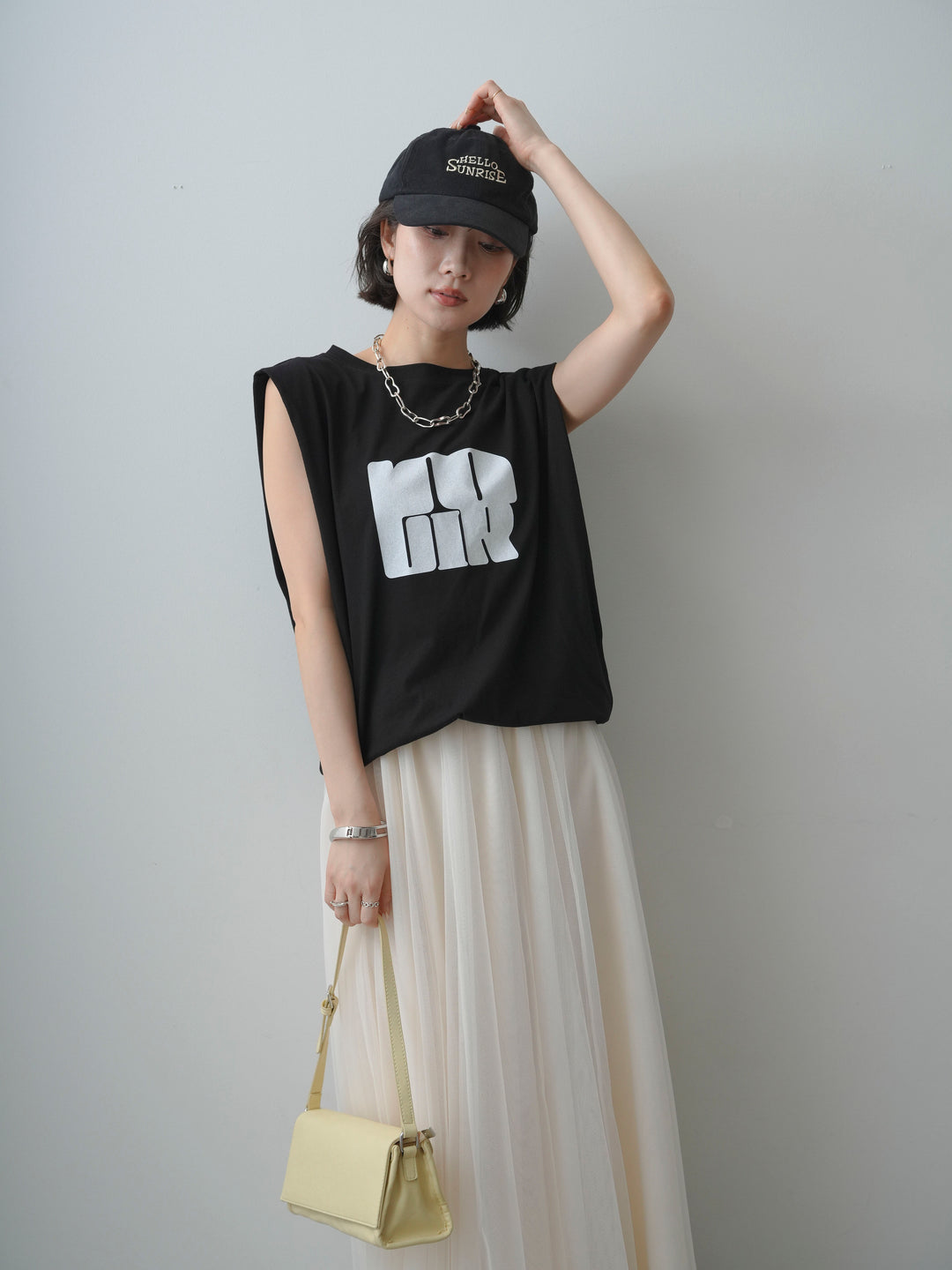 [先行販売！]ショルダータックノースリーブオーバーTEE+ショルダータックノースリーブオーバーTEE(2set)