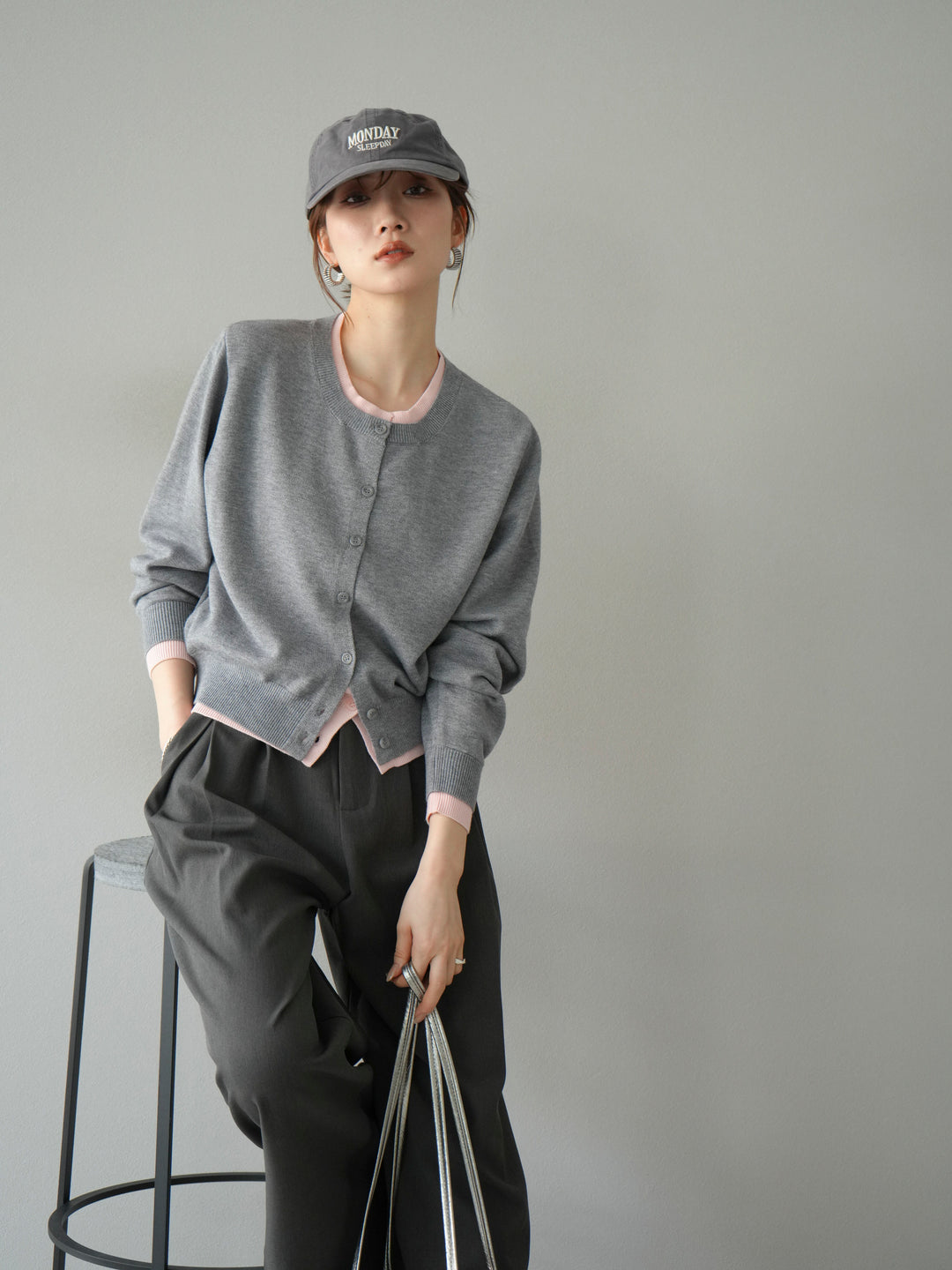 【SET】同色系疊穿開襟衫+雙褶寬褲（2件組）