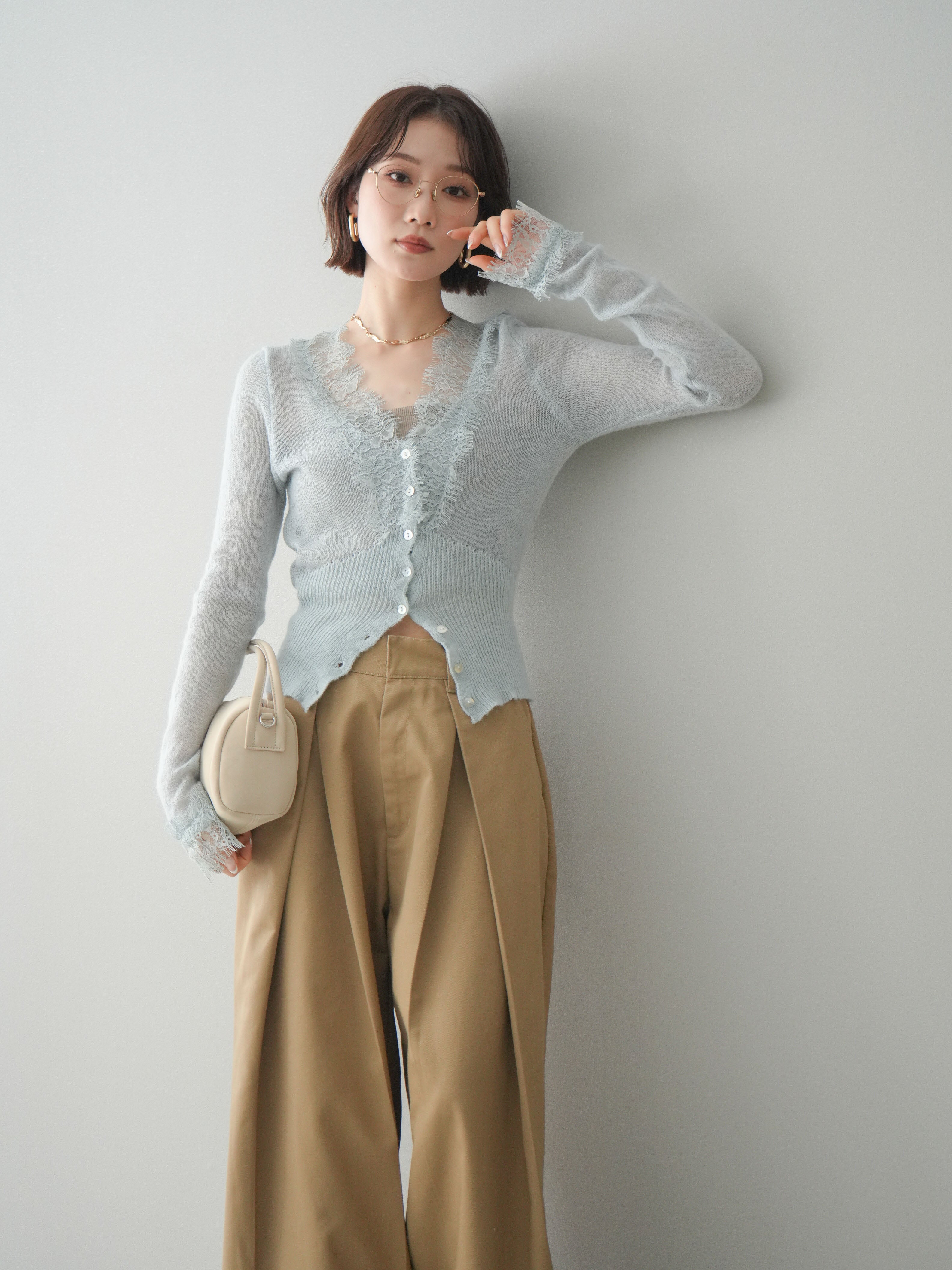 【新品未使用】maré マレ　スカラップフェザータッチカーディガン 予約]モヘアタッチレースニットカーディガン/sax – Lumier