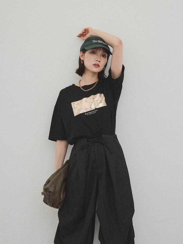 [予約]箔プリントドライタッチコットンTEE /ブラック