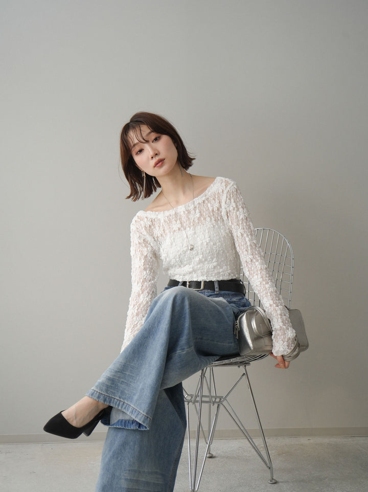 [SET]サイドギャザーレーストップス+サイドギャザーレーストップス(2set)