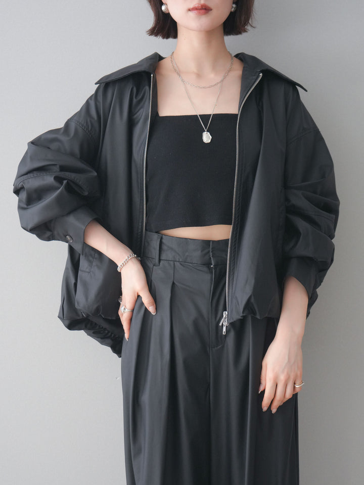 [予約]ウォッシャブルフェイクレザーバルーンジャケット/black