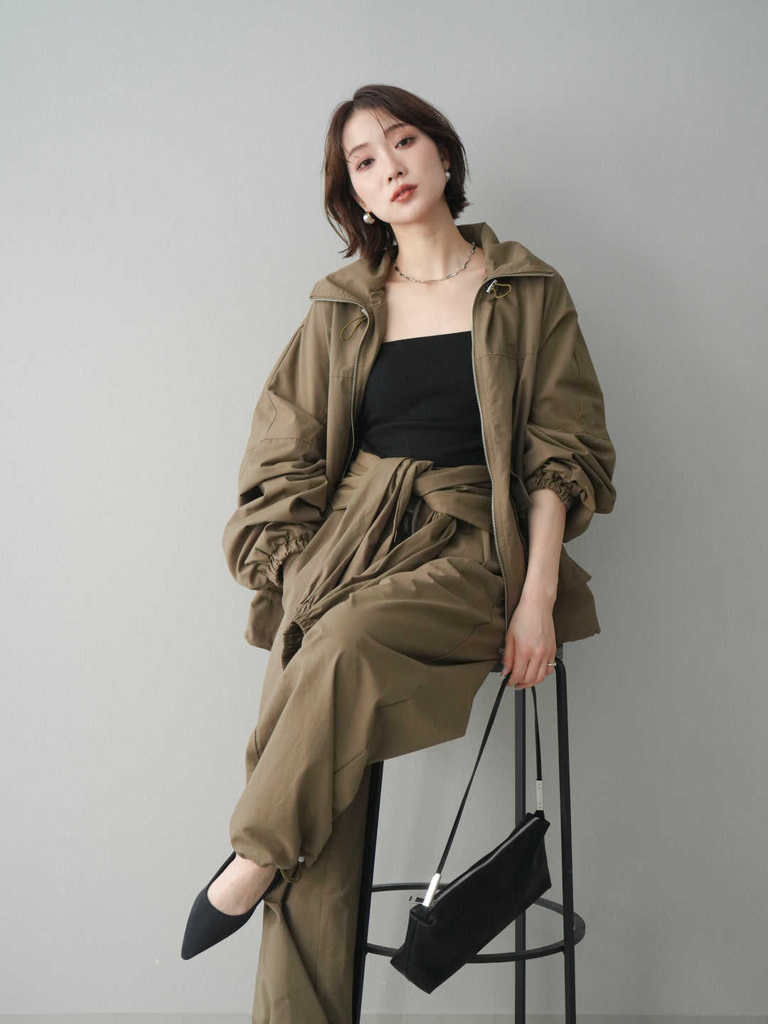 [予約]ビッグポケットコットンナイロンジップブルゾン/brown