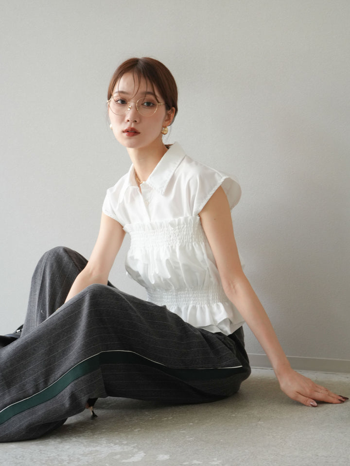 [予約]ブロードシャーリングビスチェ＆ノースリブラウスSET /オフ