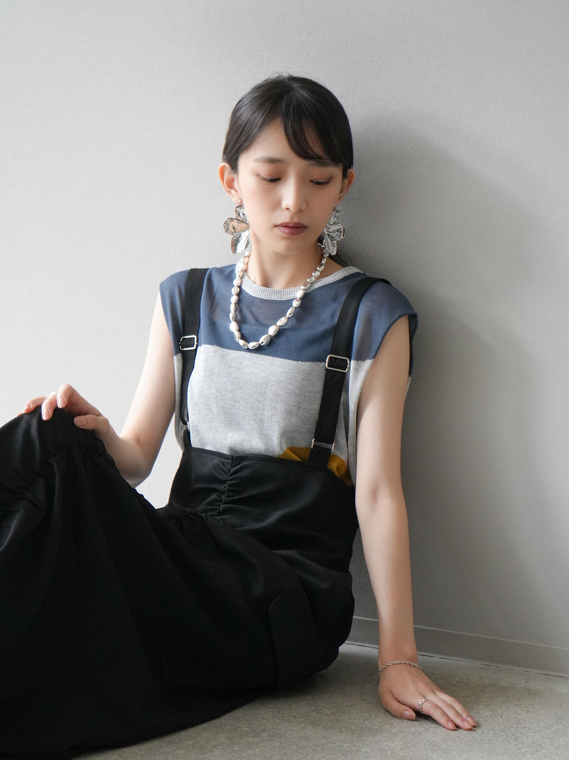 sheller ノースリーブニット frill layered knit tops – shéller / シェリエ