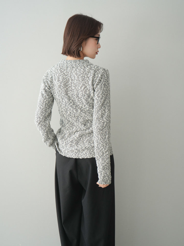 [SET]透かし編みブークレポロニットトップス+選べるアクセセット(2set)