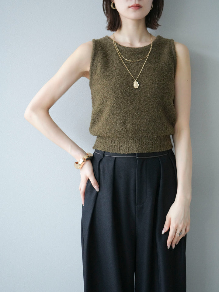 [予約]ブークレニットタンクトップ/カーキ