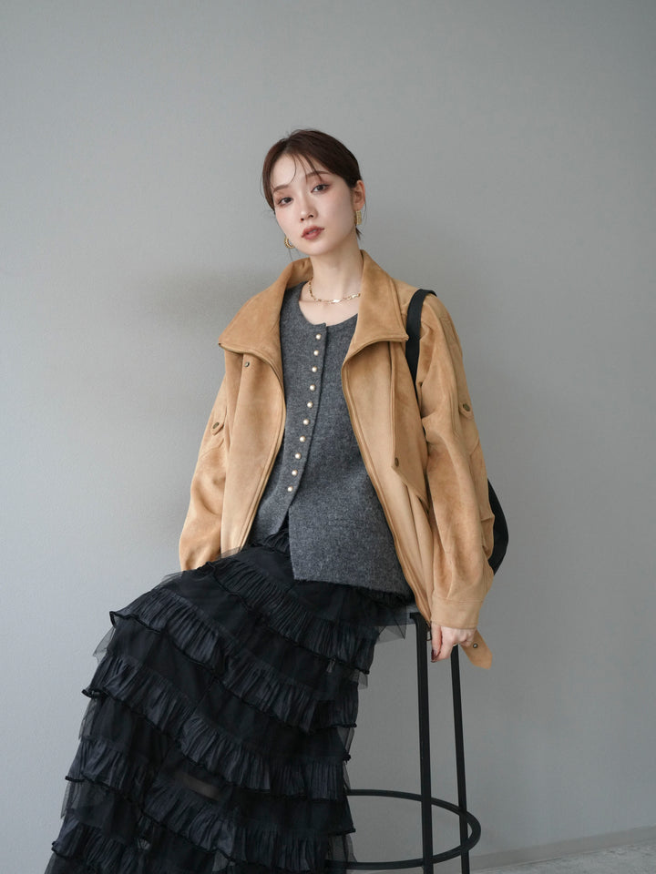 [予約]スエードライダースジャケット/ベージュ