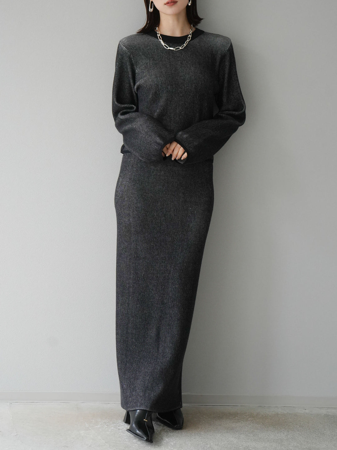 [套裝] 雙面配色羅紋針織套頭衫 + 可選飾品套裝（2 套）