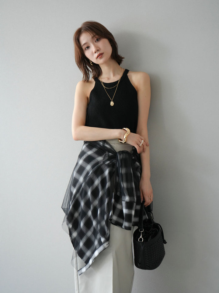 [予約]リブニットアメスリタンクトップ/ブラック