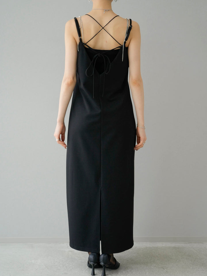 [Pre-order] Pearl Chain 2WAY Camisole Dress/Black