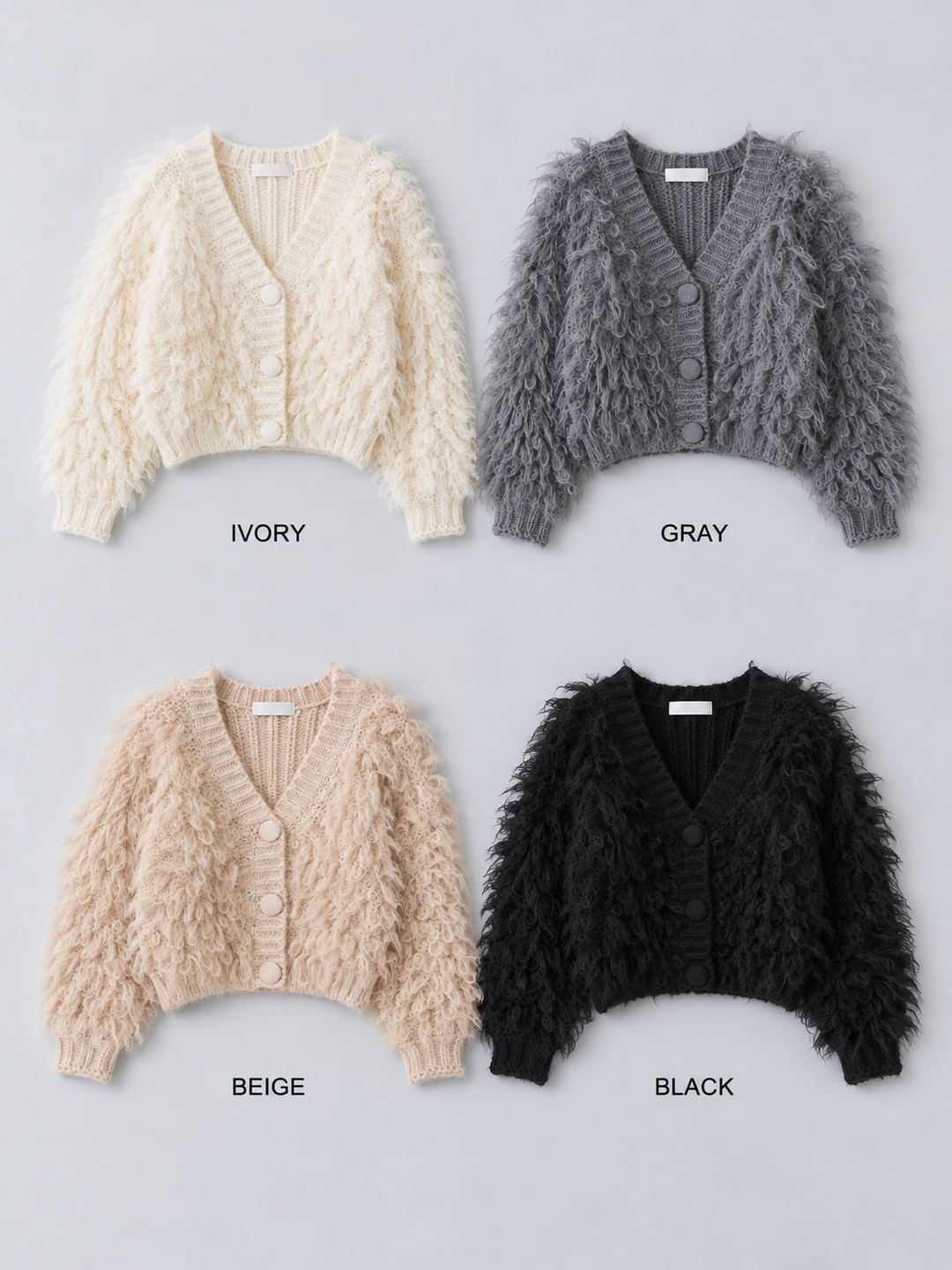 [SET]ループフェザークロップニットカーディガン+フロントZIPポケットデザインスウェットスカート(2set)