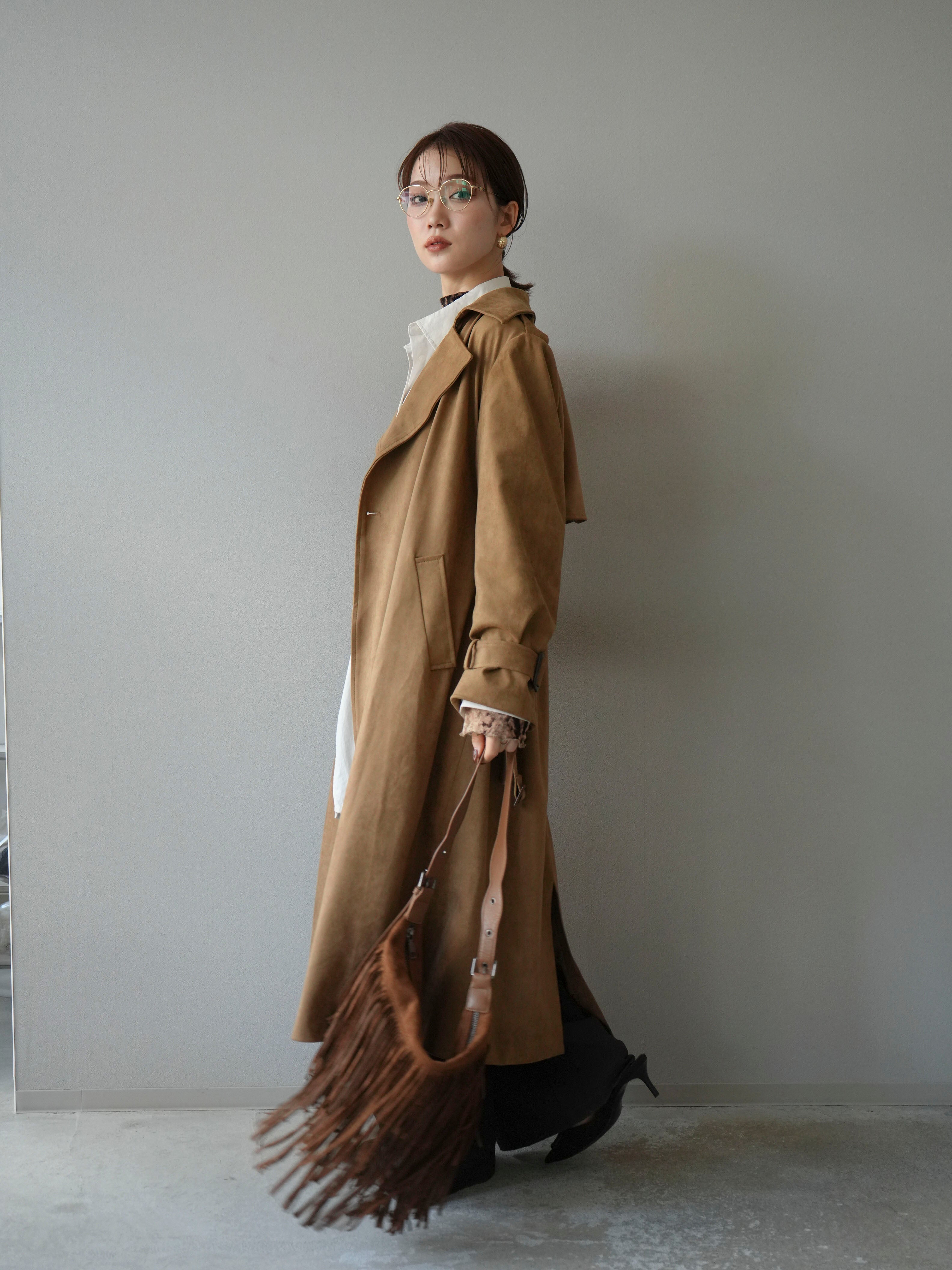 予約]スエードトレンチコート/キャメル – Lumier