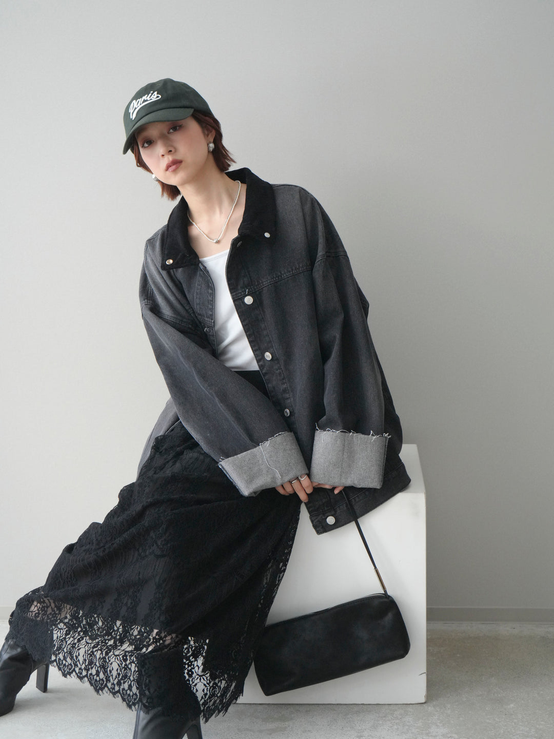 [予約]コーデュロイ×デニムミドルジャケット/gray