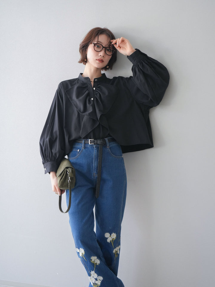 [SET]ラッフルフレアショートブラウス+ラッフルフレアショートブラウス(2set)