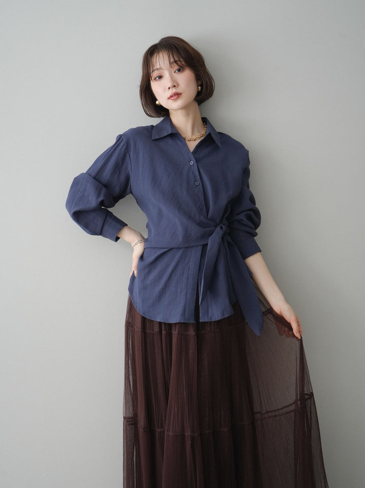 [予約]フロントアシンメトリーブラウス/blue