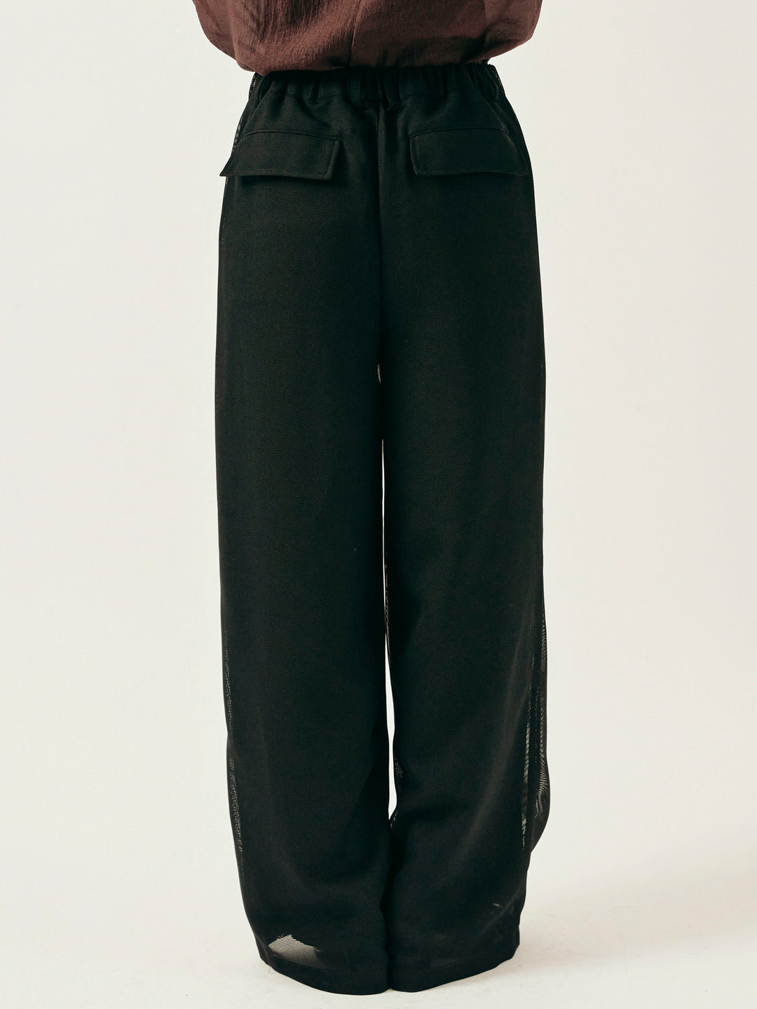 [予約]メッシュタックワイドパンツ/ブラック