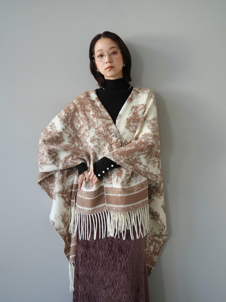 [SET]アブストラクト柄ストールポンチョ+選べるアクセセット(2set)