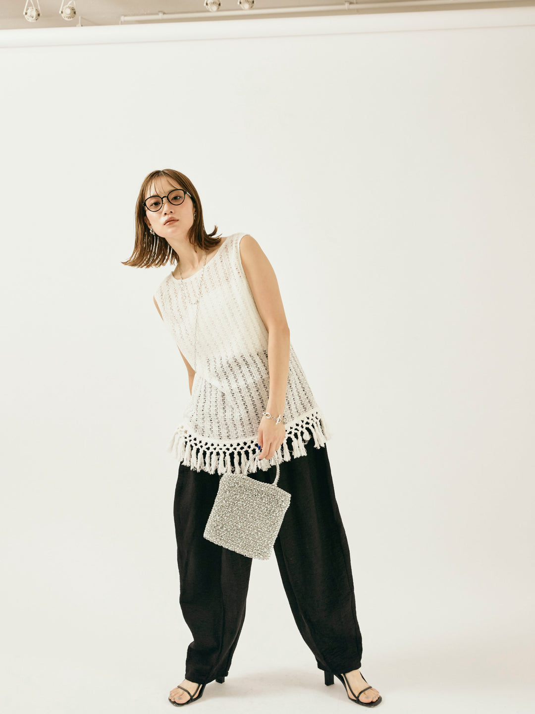 [予約]リネンライクベイカーバルーンパンツ/ブラック