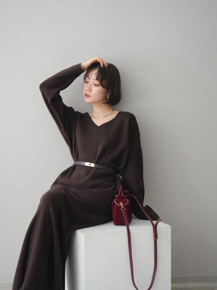 [SET]ベルト付Vネックニット＆スカートSET UP+ベルト付Vネックニット＆スカートSET UP(2set)