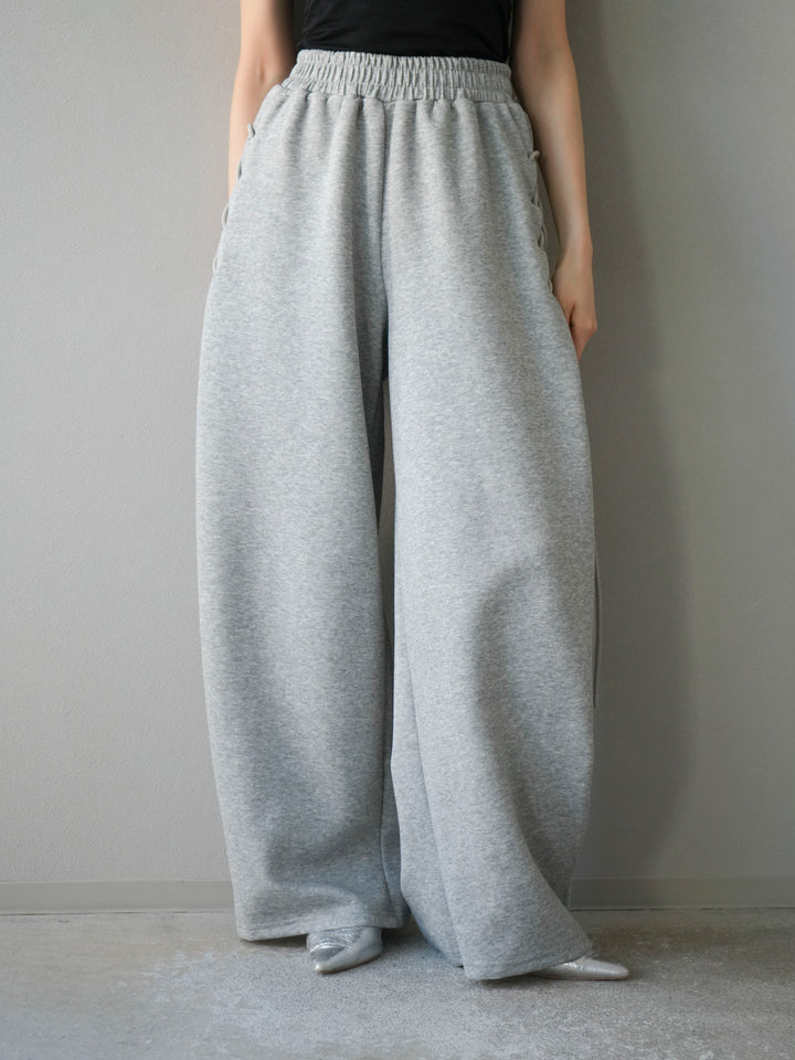 [予約]サイドレースアップスウェットワイドパンツ/グレー