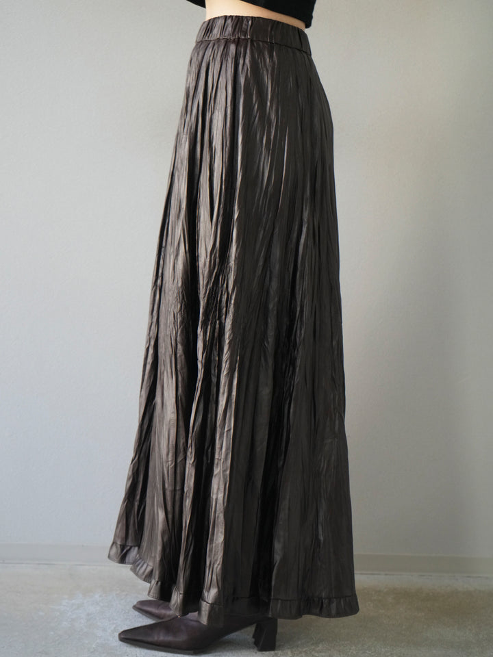 [予約]レザーワッシャーフリルスカート/brown