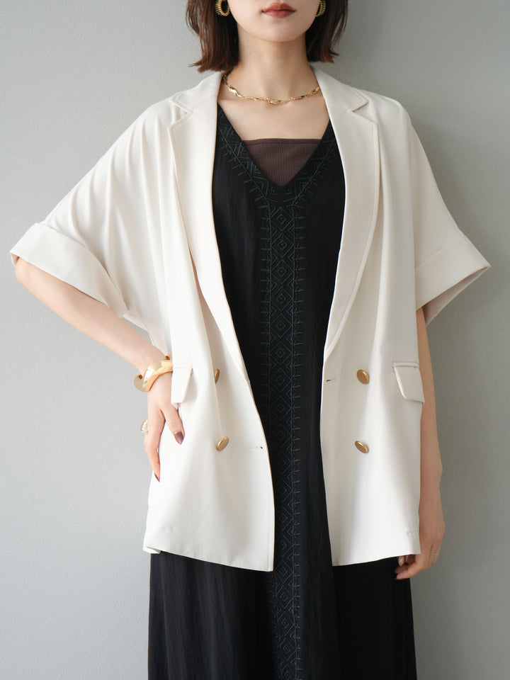 [予約]ゴールドボタンハーフジャケット/アイボリー