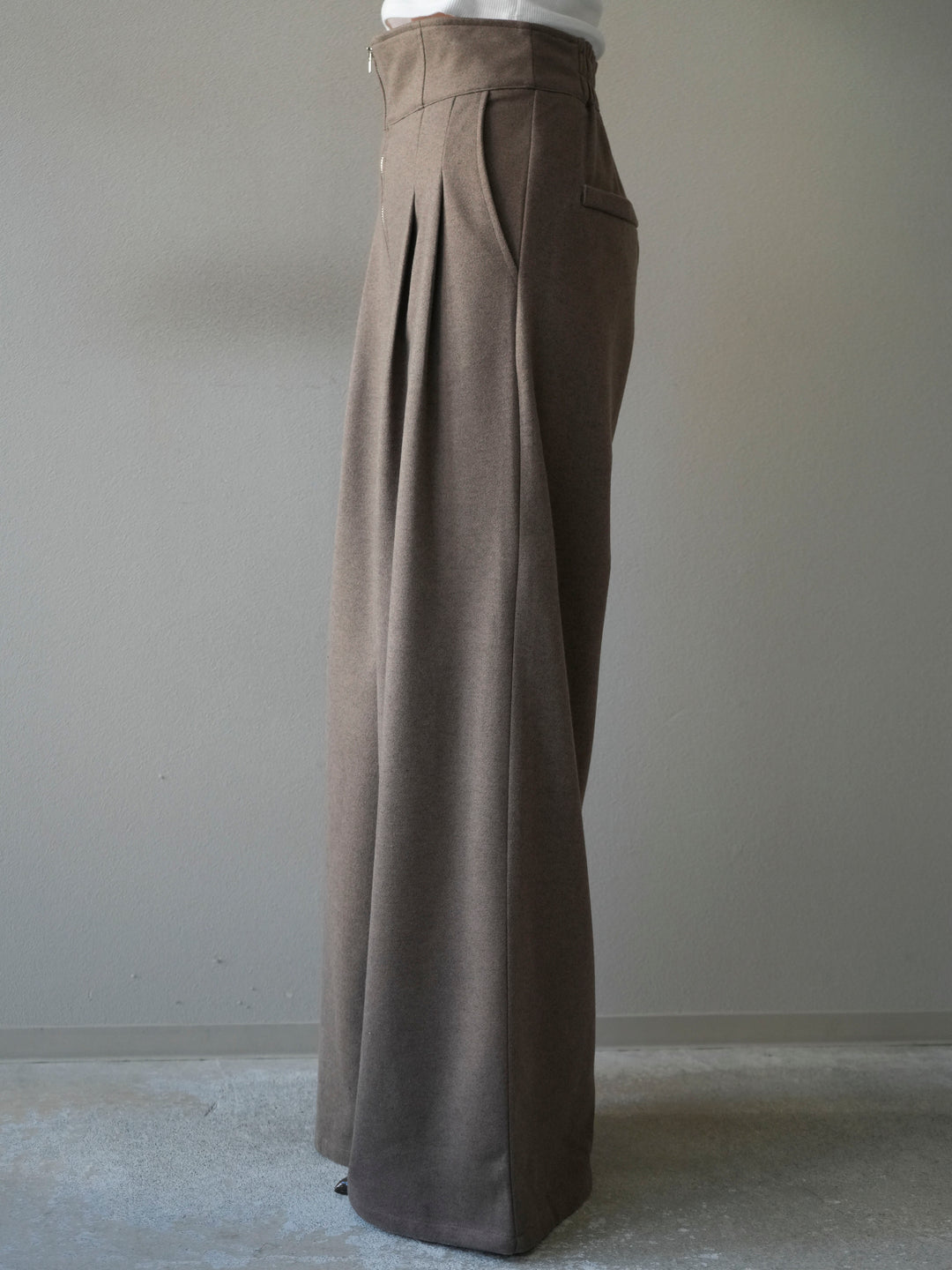 [予約]ウールタッチフロントジップパンツ/mocha