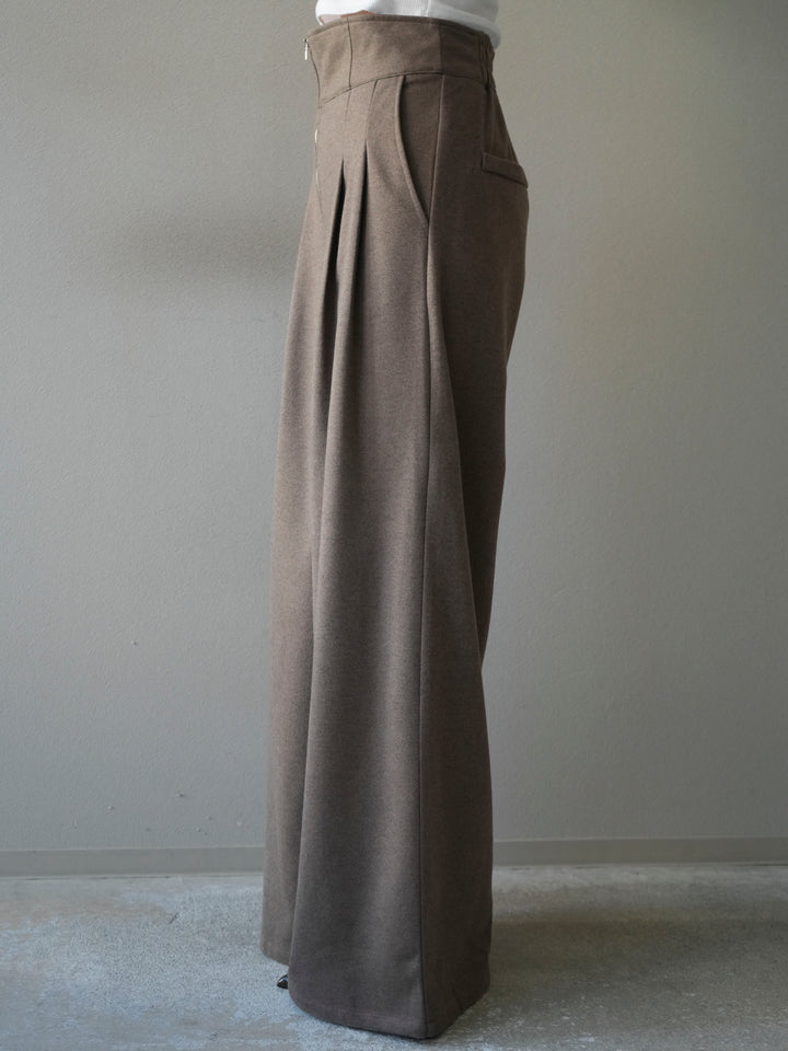 [予約]ウールタッチフロントジップパンツ/mocha