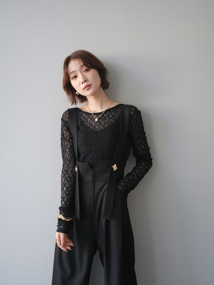 [予約]バックラウンドジャガードレーストップス/black