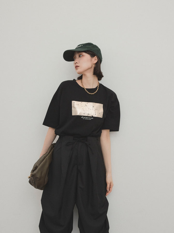 [予約]箔プリントドライタッチコットンTEE /ブラック