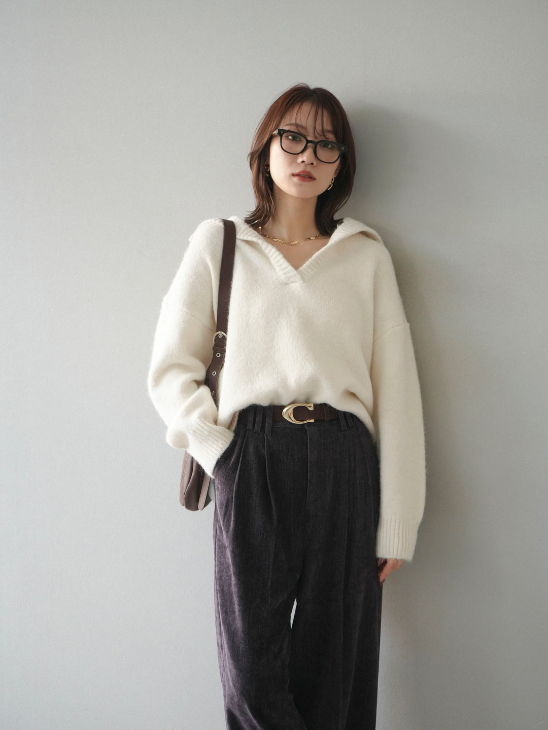 [予約]スキッパーニットプルオーバー/offwhite