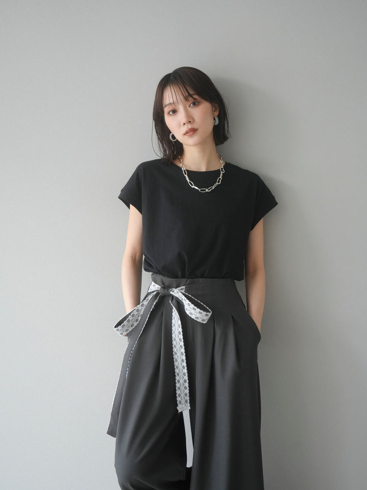 【預購】法式袖T卹/黑色
