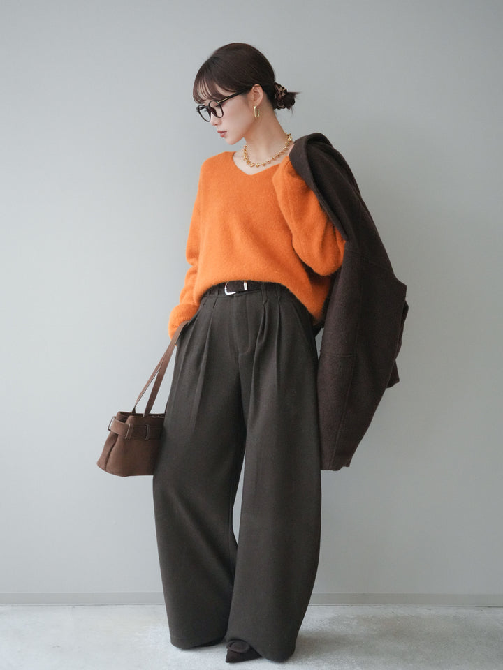 [SET]ウールライクフライトジャケット+アニマル柄ベルト付きウールタッチワイドパンツ(2set)