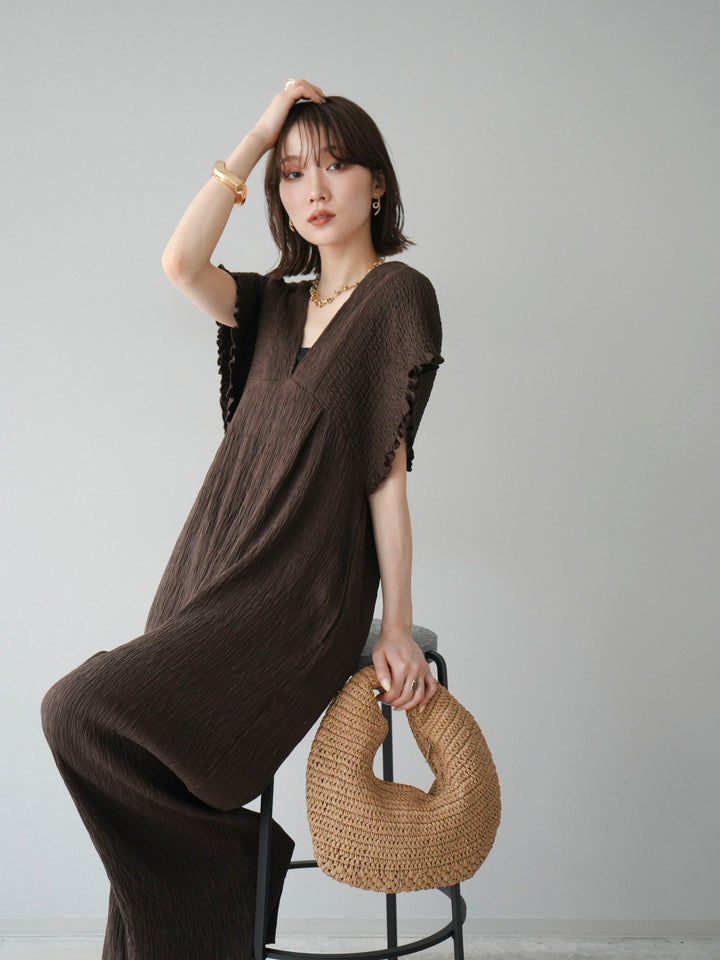 [SET]楊柳シャーリングサロペット+楊柳シャーリングサロペット(2set)