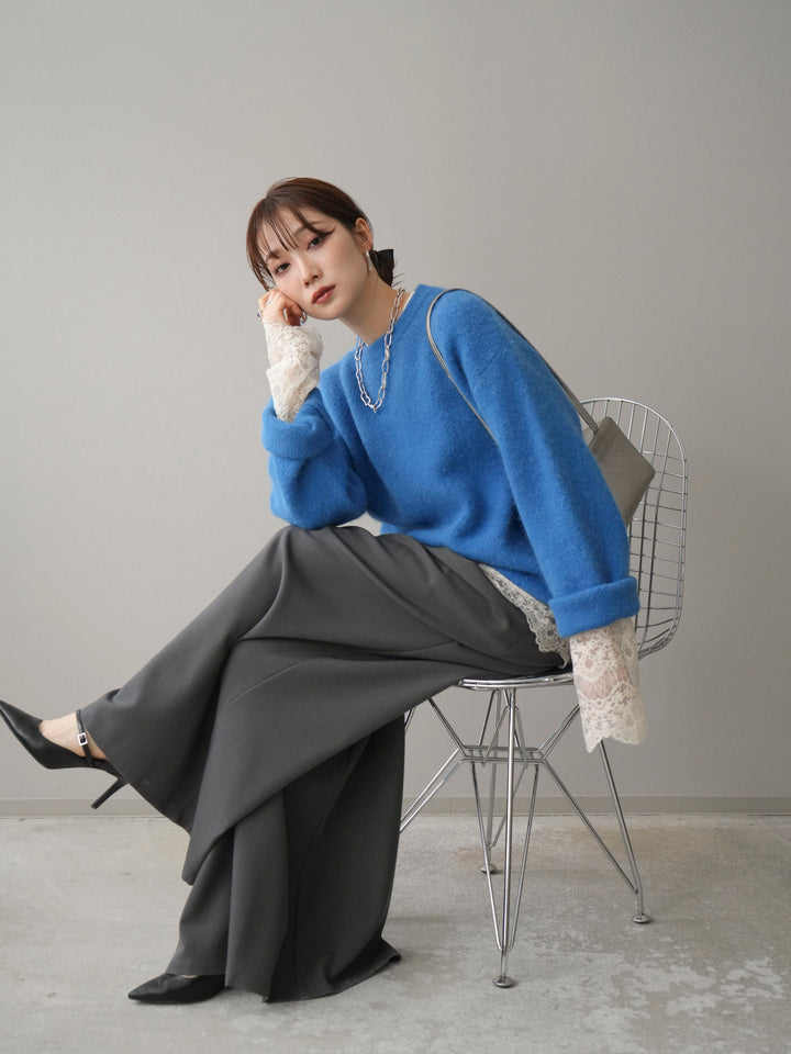 [予約]アンゴラタッチクルーネックニットプルオーバー/blue