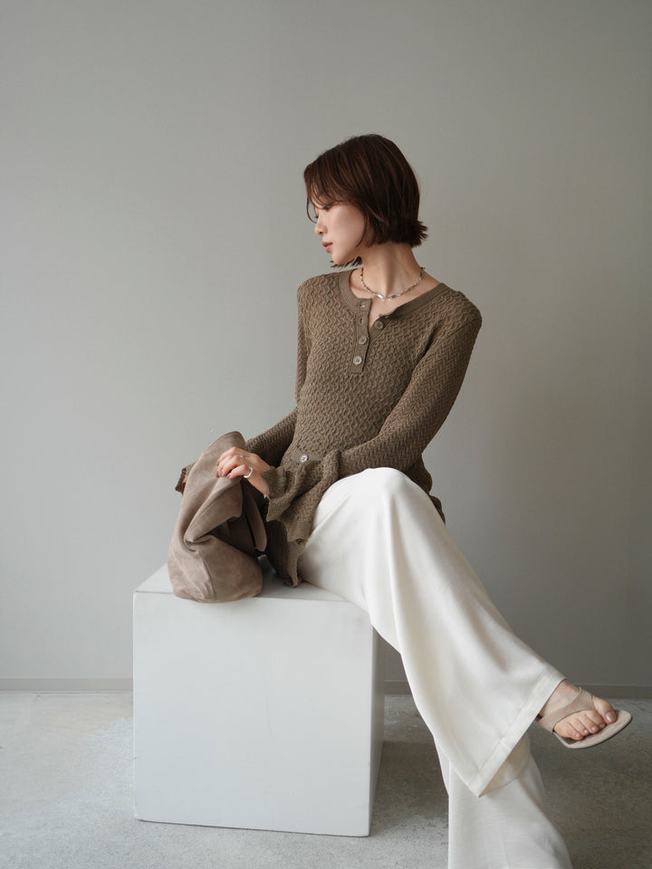 [予約]ヘンリーネックニットチュニック/khaki