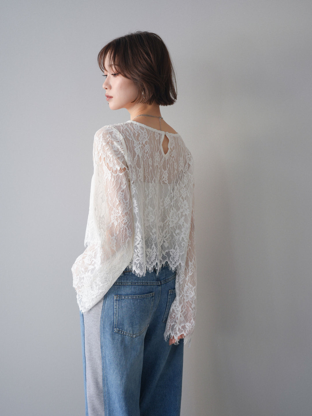 [SET]2WAYスリーブレーストップス+選べるアクセセット(2set)