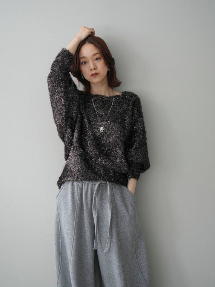 [予約]ラメシャギードルマンニットプルオーバー/brown