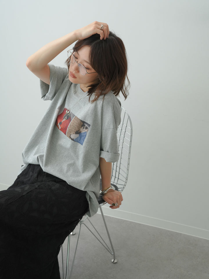 [SET]スリードッグフォトボックスTEE+フラワーレースレイヤードスカート(2set)