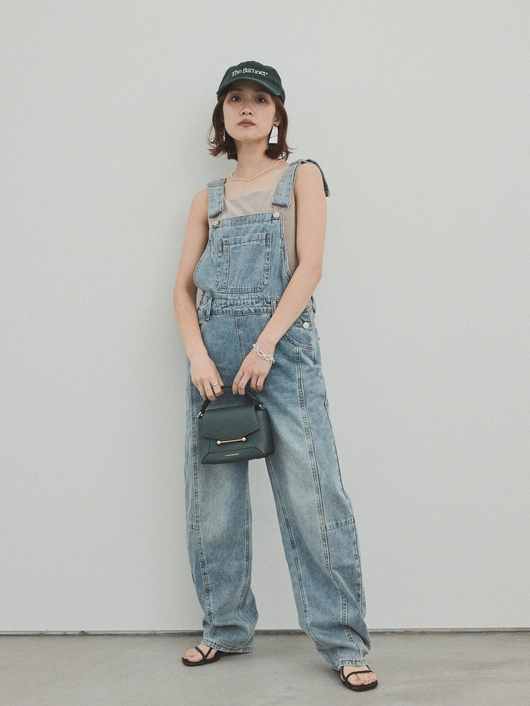 [SET]センターシームデニムサロペット +スクエアベロアタンクトップ(2set)